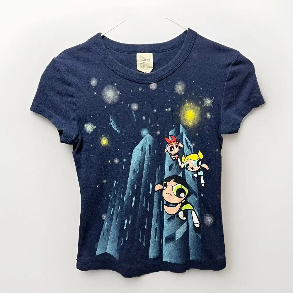 Vintage Powerpuff Girls T Shirt Kids Small Y2K Baby Tee Blue Short Sleeve 90s‎